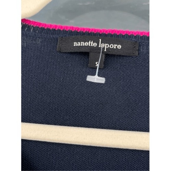 Nanette Lepore Cardigan Sweater Cropped Knit Pink Trim Detail Size S - Picture 2 of 4